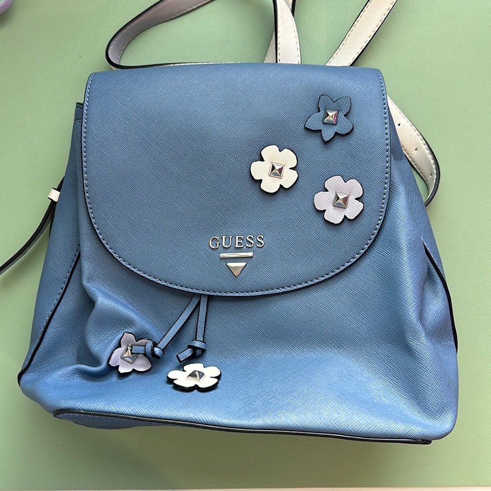 Guess Mini Backpack Blue Vegan Leather